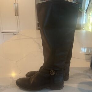 Tory Burch Black Knee-High Leather Boots